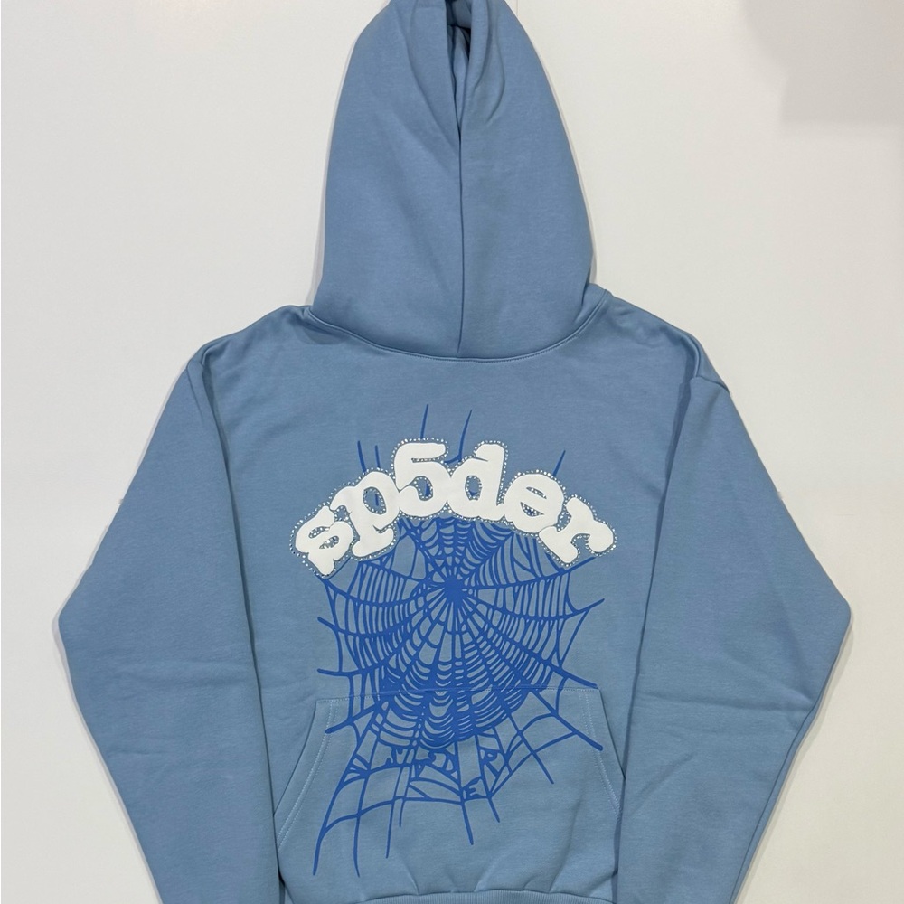 Blue Spider Rhinestone Hoodie Size Medium